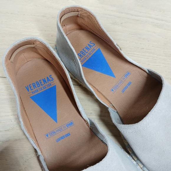 Verbenas Carmen Light Gray Leather Espadrille Slip-On Flat Shoes 689 - Picture 10 of 13